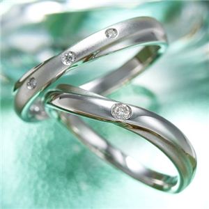 K18WG ダイヤモンド0.02ct ラヴァーズリング キッスィングクロス 23号