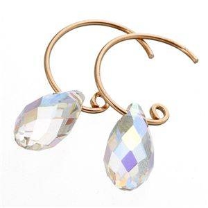 スワロフスキーチャーム フープピアス オーロラPG