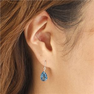 超大粒 雫カット 4ctロンドンブルートパーズスイングピアス ホワイト