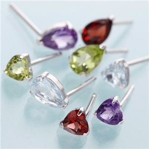 K10ホワイトゴールド天然石 雫カット ジュエルスタッドピアス 雫カットアメジスト