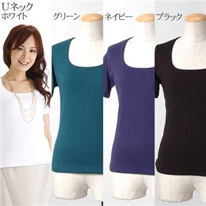 ベーシックカットソー  Uネック/ネイビー