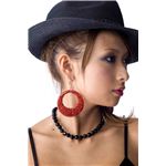 ジャイアントグリッター フープス ラメピアス/HULLABALOO/レッド/JE22989