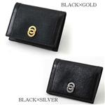 BVLGARI（ブルガリ）　鹿革製　カードホルダー 26267/BLACK×SILVER
