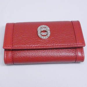 BVLGARI #25282 Keyholder small 4 keys Goat leather red/calf leather red/P