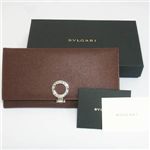 BVLGARI(�u���K��)�@#23296  wallet 7 CC with internal zip and clip Grain leather dark brown/P.