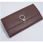 BVLGARI(uK)@#23302 Woman wallet 8 CC with internal zip and clip Grain leather dark brown/P.