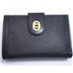 BVLGARI(uK)@#25251 Woman wallet 2 folds with frame Goat leather black/calf leather black/G