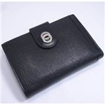 BVLGARI(ブルガリ)　#26238 Woman wallet 2 folds with frame Goat leather black/calf leather black/P