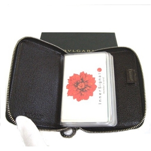 【決算特価】BVLGARI(ブルガリ) メモ帳用カバー 25155 ブラウン(カードホルダーセット)