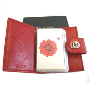 【決算特価】BVLGARI(ブルガリ) メモ帳用カバー 25387 レッド(カードホルダーセット)