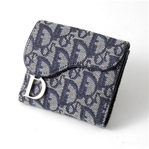 Christian Dior トロッター ダブルホック財布 SLO43025 B3A3・Blue×Argent