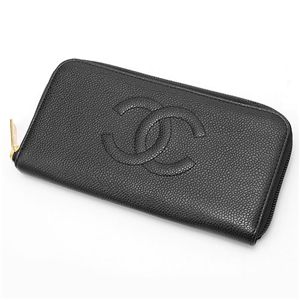 CHANEL(シャネル) キャビアスキン 長財布 13228・ラウンドファスナー マット(ゴールド金具)