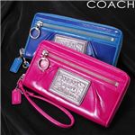 COACH(コーチ) POPPY ラウンドジップジップパテント長財布 SV/MJ-Magenta