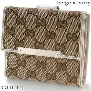 GUCCI(グッチ) 折り財布 112664 ベージュ×アイボリー 第3画像