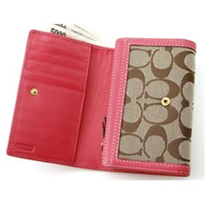 COACH(コーチ) 折り財布 シグネチャーストライプ フローラル コンパクト クラッチ 41416  第2画像