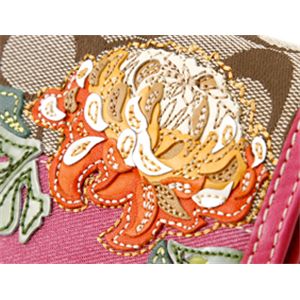COACH(コーチ) 折り財布 シグネチャーストライプ フローラル コンパクト クラッチ 41416  第4画像