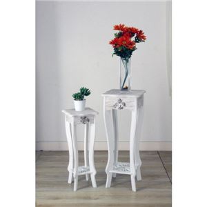 フラワースタンド2点セット/花台 【ラフィネ】 木製 アンティーク調 (インテリア家具) 【完成品】