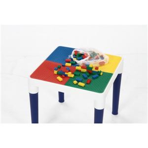 子供用テーブル＆チェアーセット【100個ブロック付き】 テーブル/幅43cm&times;奥行43cm 本体：ポリプロピレン製