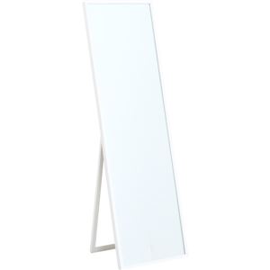 モダン調 ワイドスタンドミラー/全身姿見鏡 【ホワイトウォッシュ 幅45cm&times;奥行42cm】 飛散防止加工