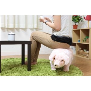 ぬいぐるみチェア/人形型椅子 【ブタ型】 幅23cm 着座可 〔おもちゃ リビング 子供部屋〕