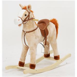 子供用 ロッキングチェア/揺り椅子 【ポニー型 ベージュ】 幅85cm 木製素材使用 〔おもちゃ 子ども部屋〕