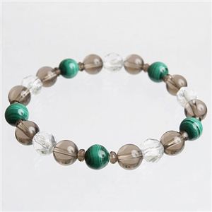 レインボーフローライト×クラック水晶デザインブレス 内周14cm