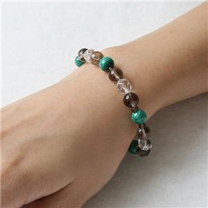 レインボーフローライト×クラック水晶デザインブレス 内周14cm
