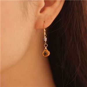 シトリン&エチオピア産プレシャスオパール14KGFピアス