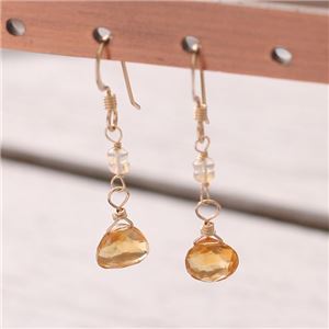 シトリン&エチオピア産プレシャスオパール14KGFピアス
