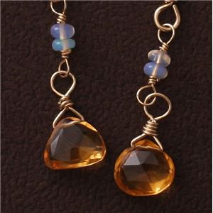 シトリン&エチオピア産プレシャスオパール14KGFピアス