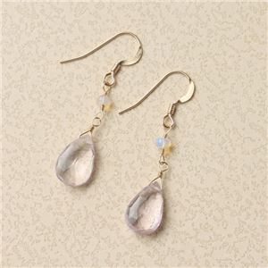 ピンクアメジスト&エチオピア産プレシャスオパール 14KGFピアス