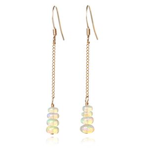 エチオピア産プレシャスオパールプレーンボタンカット14KGFピアス