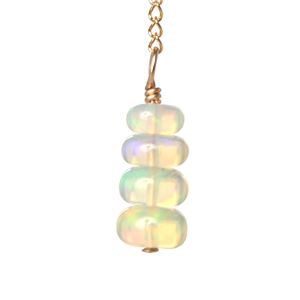 エチオピア産プレシャスオパールプレーンボタンカット14KGFピアス