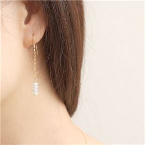 エチオピア産プレシャスオパールプレーンボタンカット14KGFピアス