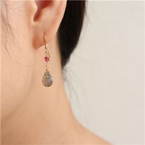 ラブラドライト＆ピンクトルマリン14KGFピアス