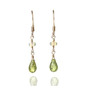 ペリドット&エチオピア産プレシャスオパール14KGFピアス