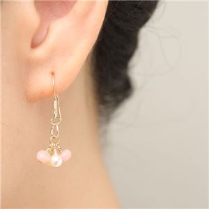 ピンクオパール&エチオピア産プレシャスオパール&淡水パール14KGFピアス