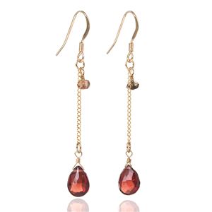 ガーネット＆アンダリュサイト14KGFロングピアス