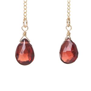 ガーネット＆アンダリュサイト14KGFロングピアス