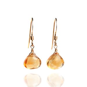 シトリンマロンカットピアス