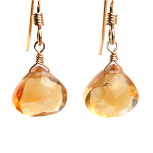 シトリンマロンカットピアス