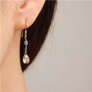 ブラウントパーズ&タンザナイトボタンカット14KGFピアス