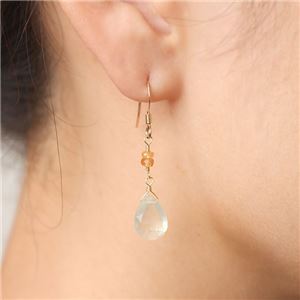 プレナイトペアシェイプカット&マンダリンガーネットボタンカット14KGFピアス