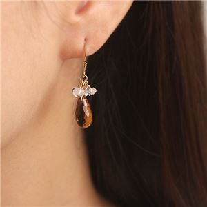 ブランデークォーツ＆ブルームーンストーン14KGFピアス