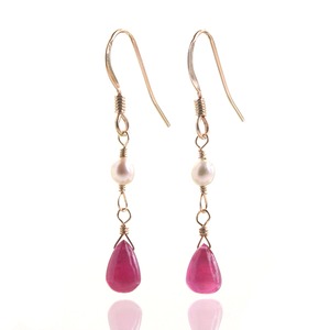 ルビー＆淡水パール14KGFピアス