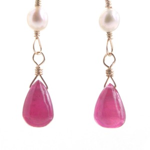 ルビー＆淡水パール14KGFピアス