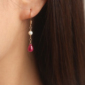 ルビー＆淡水パール14KGFピアス