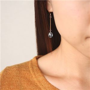 ロンドンブルートパーズオーバルカット 14KGFロングピアス