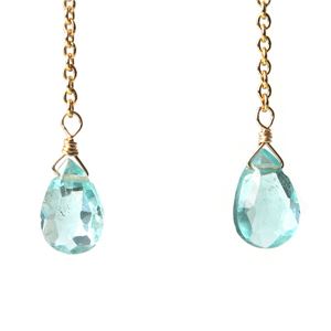 ブルーグリーンアパタイト14KGFピアス