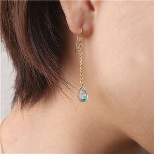 ブルーグリーンアパタイト14KGFピアス